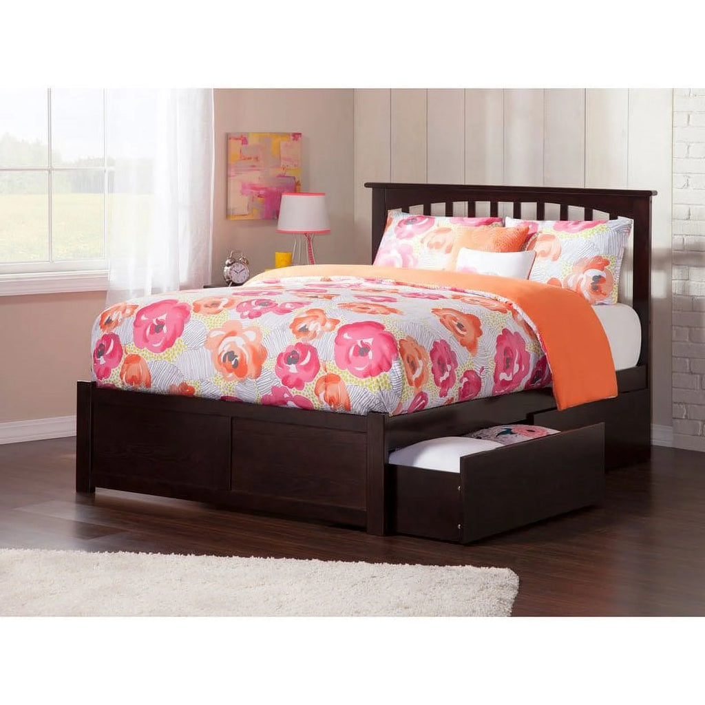 Espresso Solid Wood King Storage Platform Bed J793