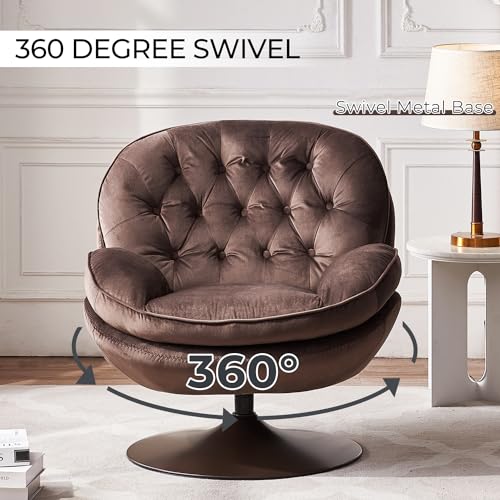Olive Green Velvet Swivel Accent Chair with Ottoman E26612