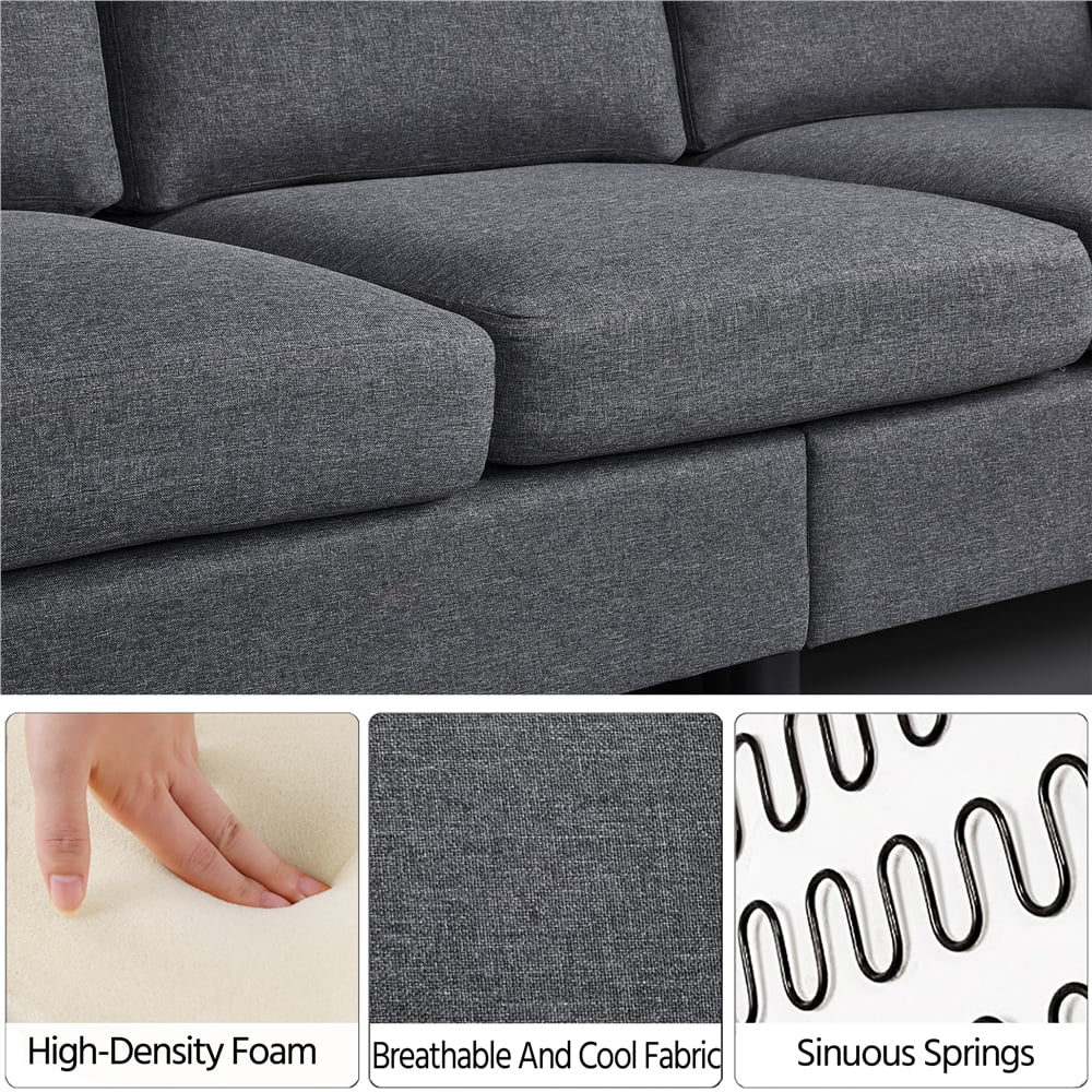 Gray Fabric 3-Seater Sofa O4381