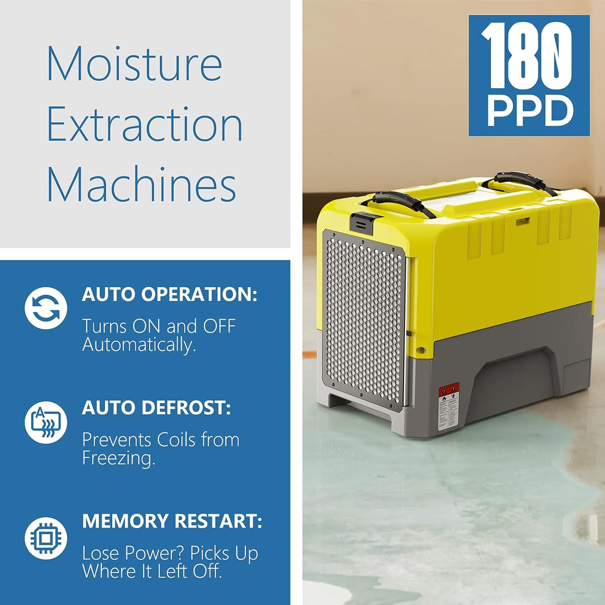 180 PPD Commercial Dehumidifier with Pump Drain Hose L5299