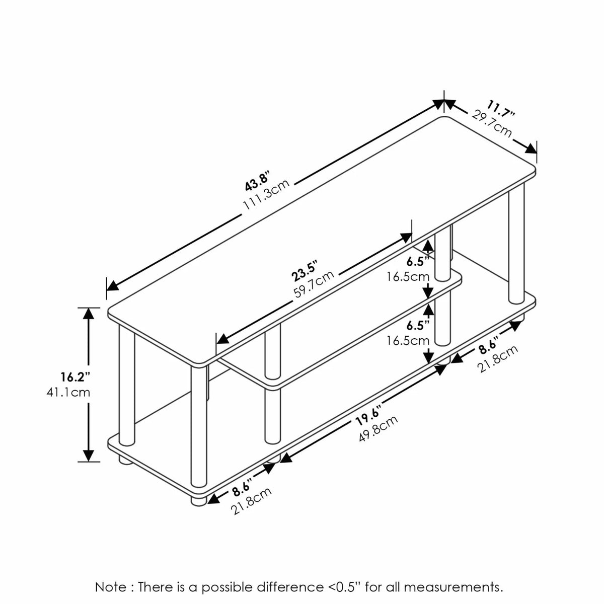 3-Tier Oak White TV Stands O59664