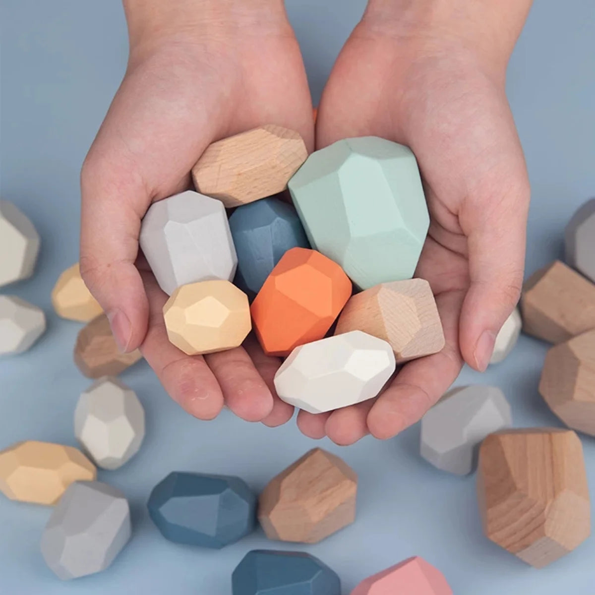 36Pcs Colorful Wooden Stacking Balancing Stone Building Blocks T6635