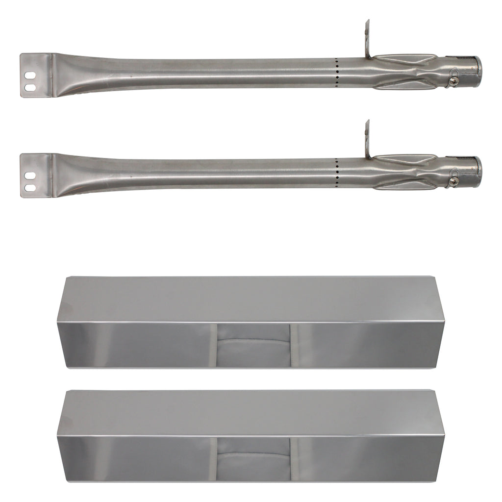 2-Pack Stainless Steel BBQ Gas Grill Tube Burner & Heat Shield Plate Replacement Parts B317