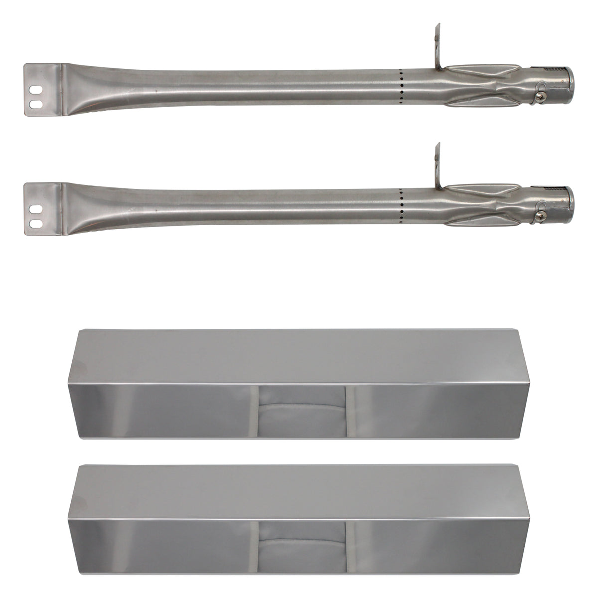 2-Pack Stainless Steel BBQ Gas Grill Tube Burner & Heat Shield Plate Replacement Parts B317
