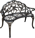 Metal Park Bench with Floral Rose L1222