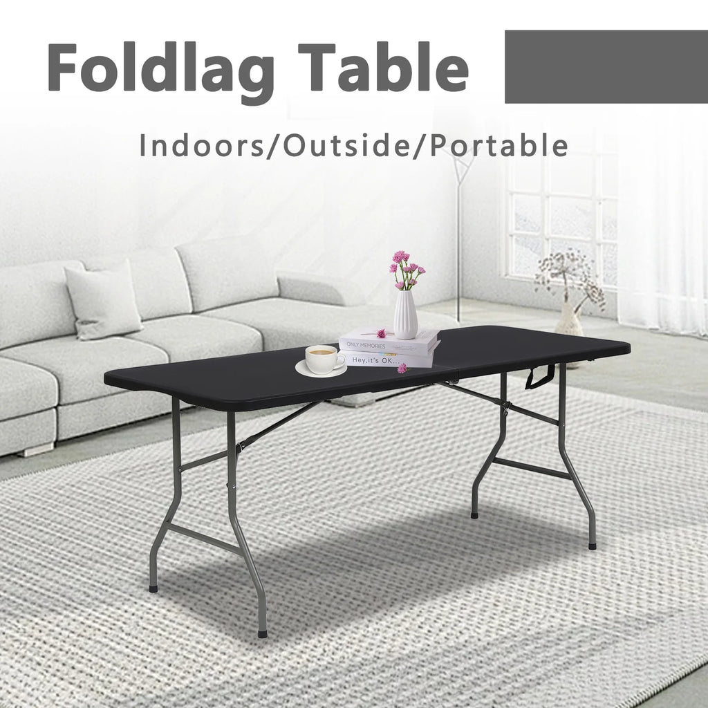 6ft Black Folding Plastic Table N27217