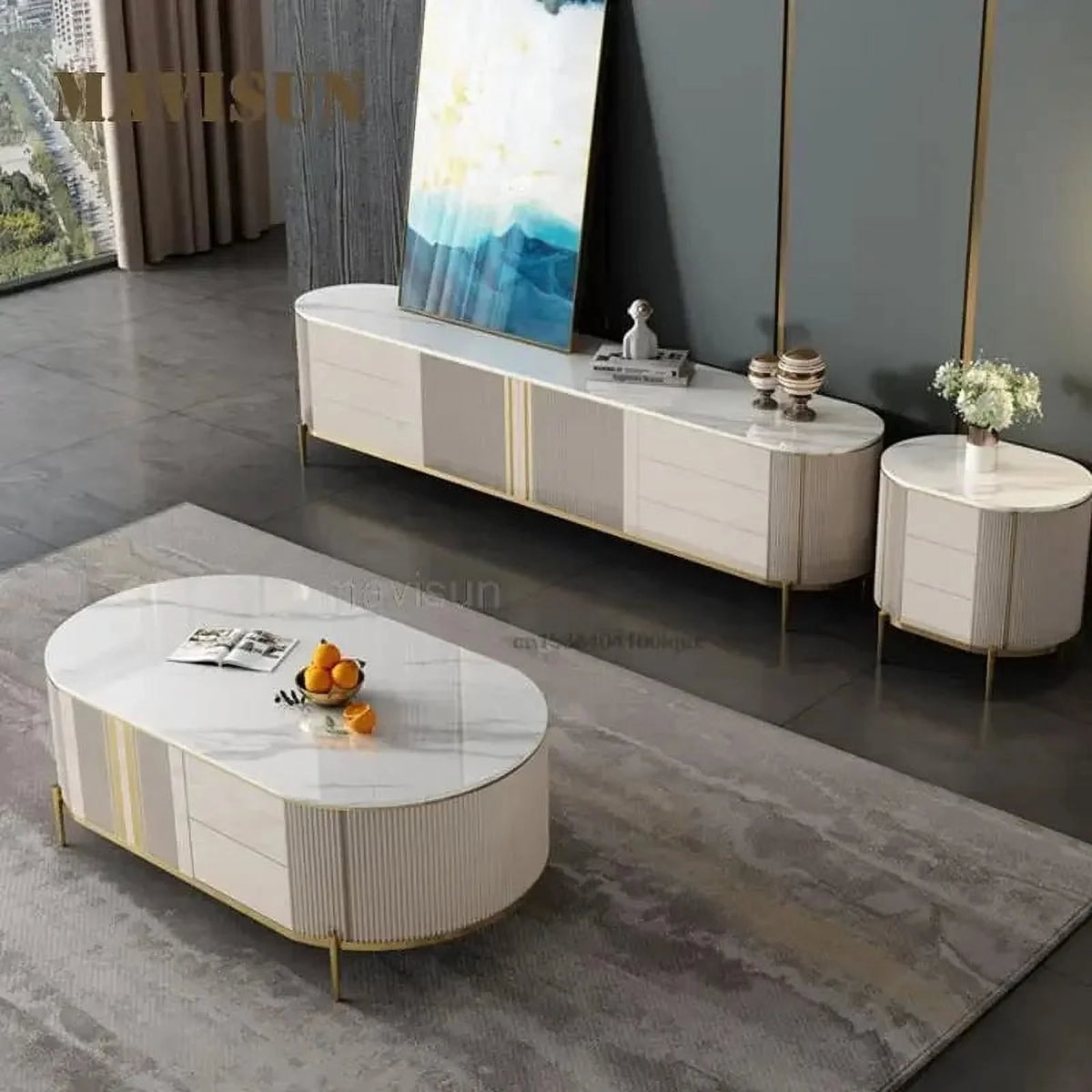 Italian Style Light Luxury Coffee Table TV Cabinet Q1037