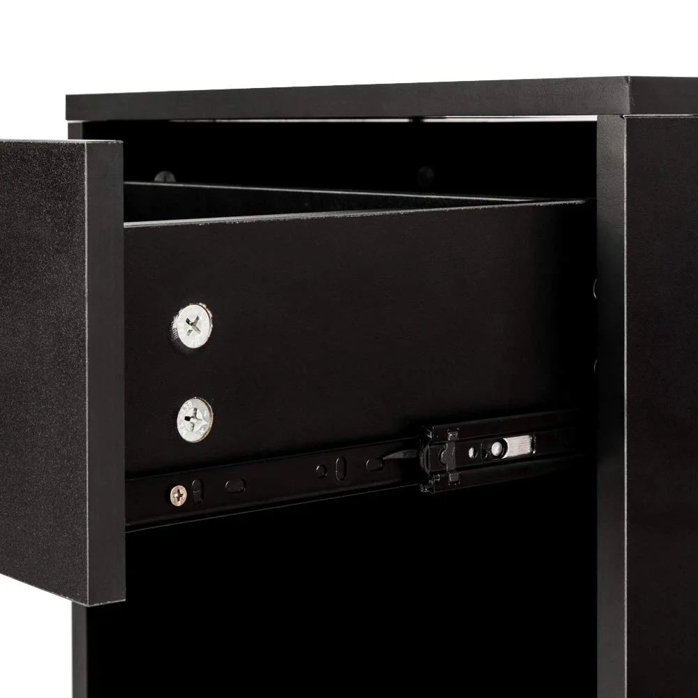 Set of 2 Black Wood Nightstand with Drawer S310878