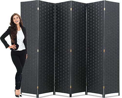 4 Panel 6 Feet Foldable Wood Mesh Room Divider Screen Q398