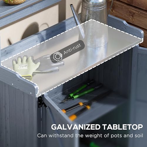 Wooden Potting Bench with Storage Cabinet G56596