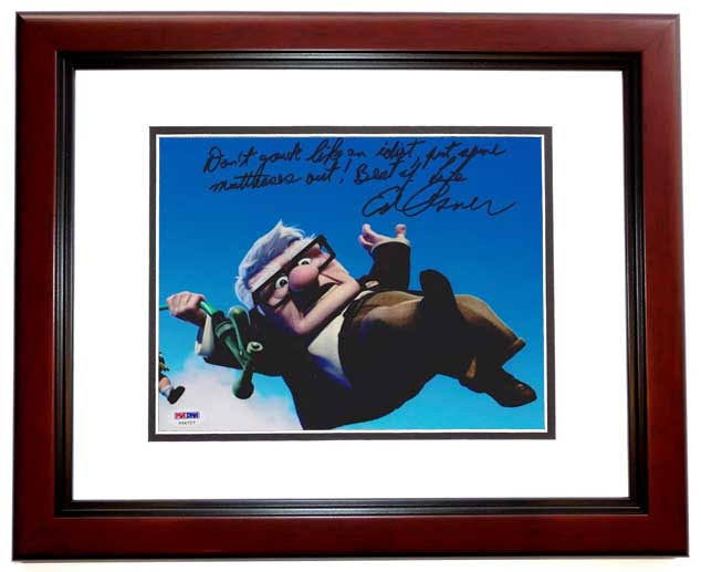Ed Asner Autographed 8x10 Photo Mahogany Custom Frame with PSA/DNA authenticity and Long Inscription P217
