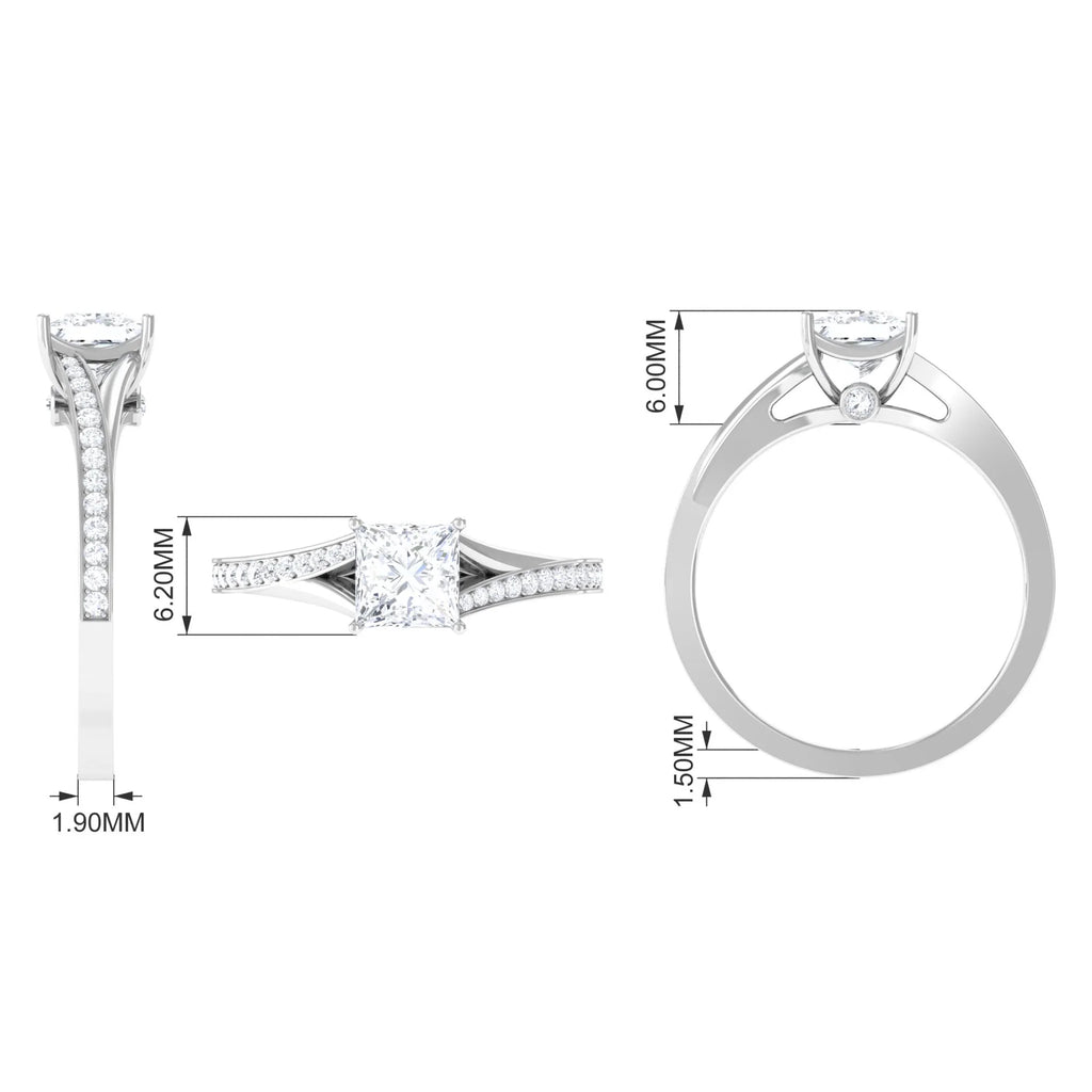 Princess Cut Moissanite Solitaire Engagement Ring (1.25 CT) 925 Sterling Silver J1075