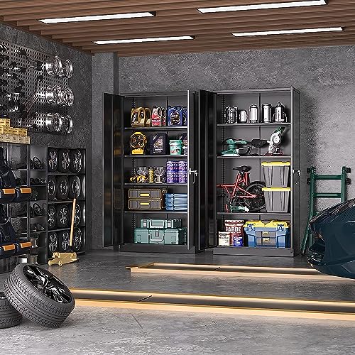 72" Metal Storage Cabinet with Lock and 4 Adjustable Shelves C804
