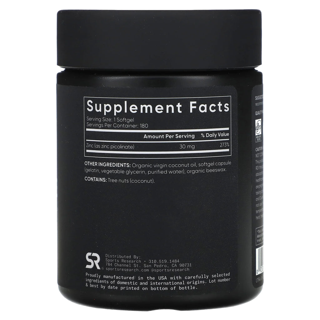 Zinc Picolinate 30 mg 180 Softgels R778