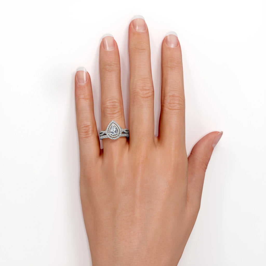 1.75 Carat Almond Shape Moissanite Crossover Wedding Set S92549