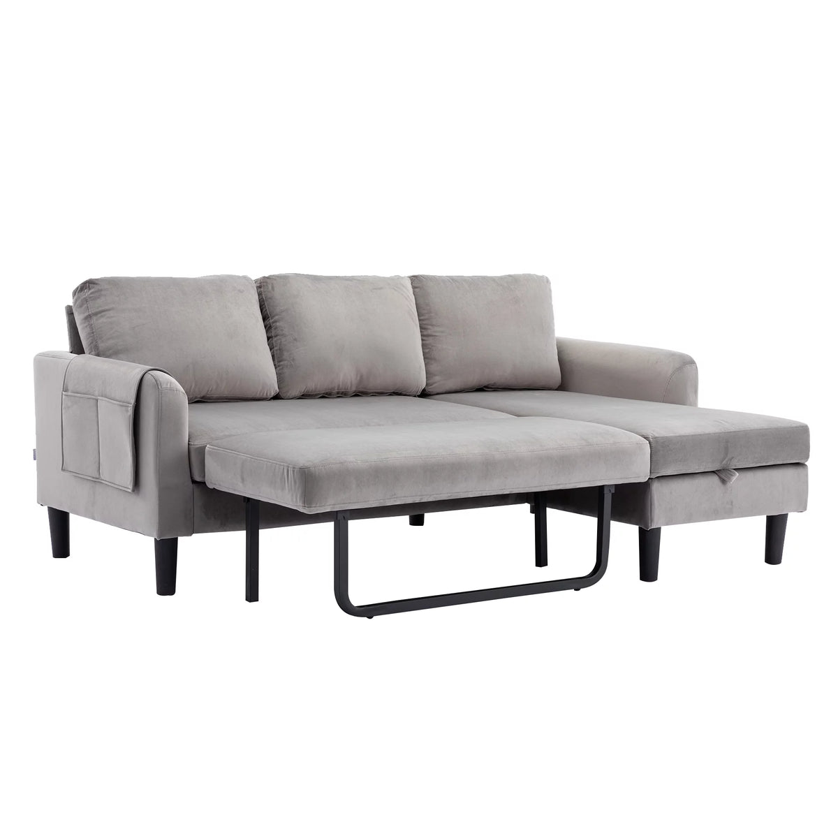 Gray Fabric Sectional Sleeper Sofa with Pull Out Bed P278620