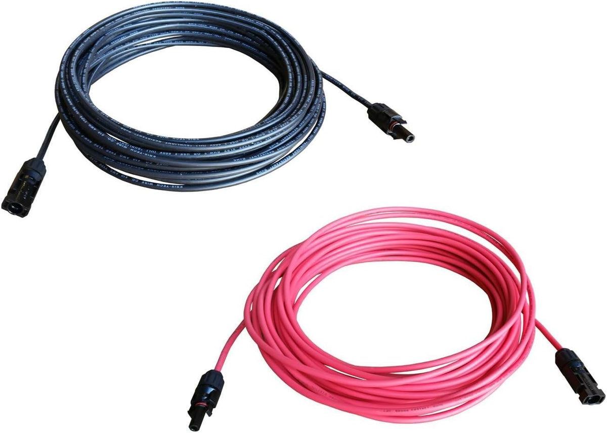 10 Gauge 100 Feet Black +100 Feet Red Solar Panel Extension Cable Wire A61132