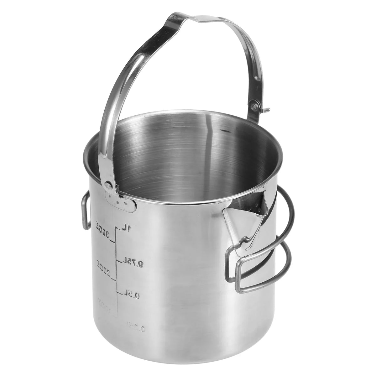 1L Stainless Steel Camping Pot with Foldable Handle C2344