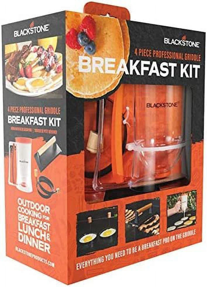 4 Piece Griddle Breakfast Kit with Batter Dispenser, Bacon Press, Egg Rings Z950100
