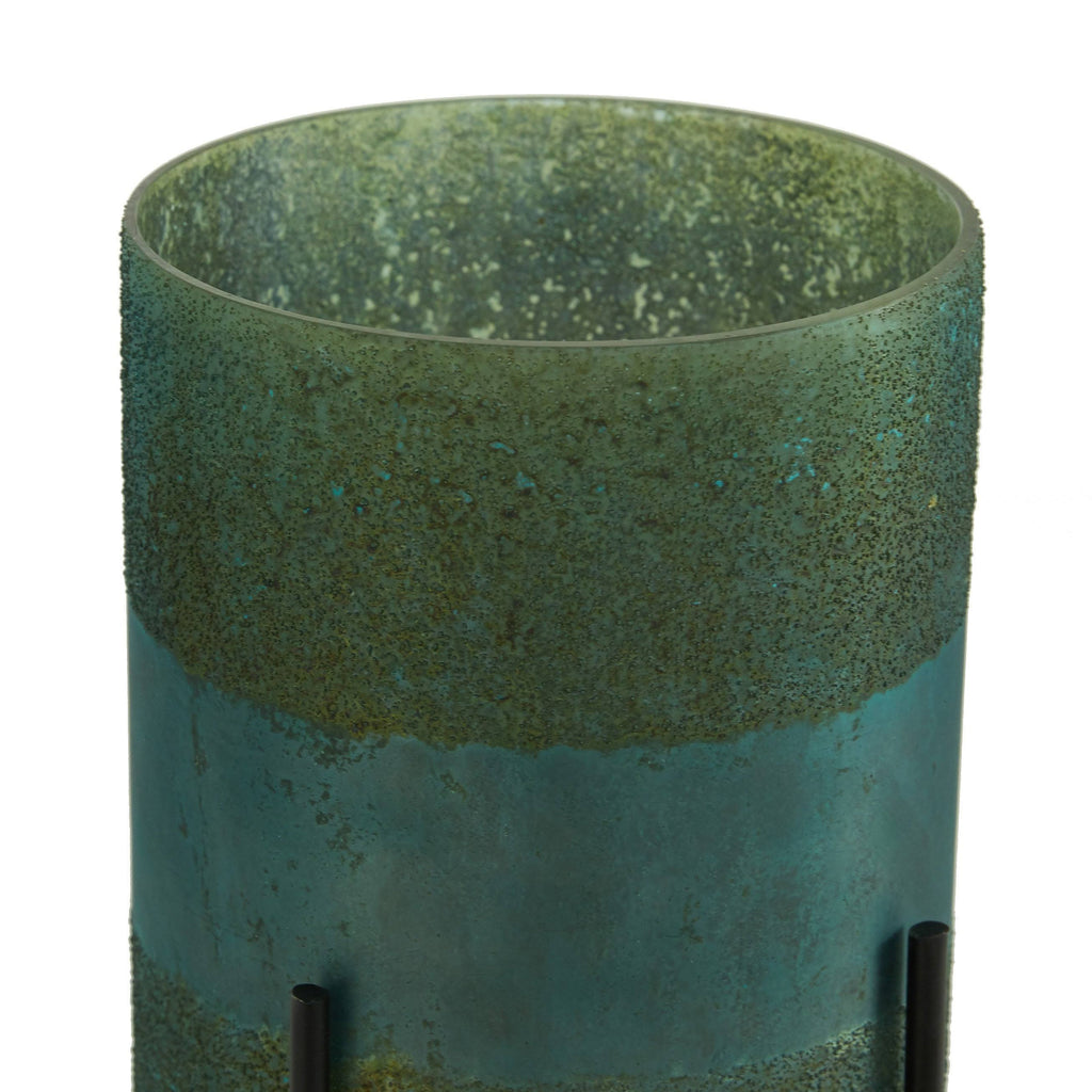 Green Glass Candle Holder (Set of 2) U2745