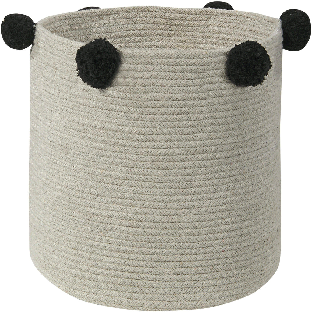 Black Storage Basket with Pompoms D42471