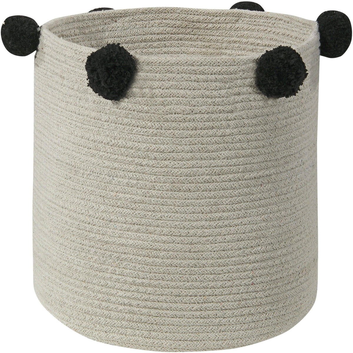 Black Storage Basket with Pompoms D42471