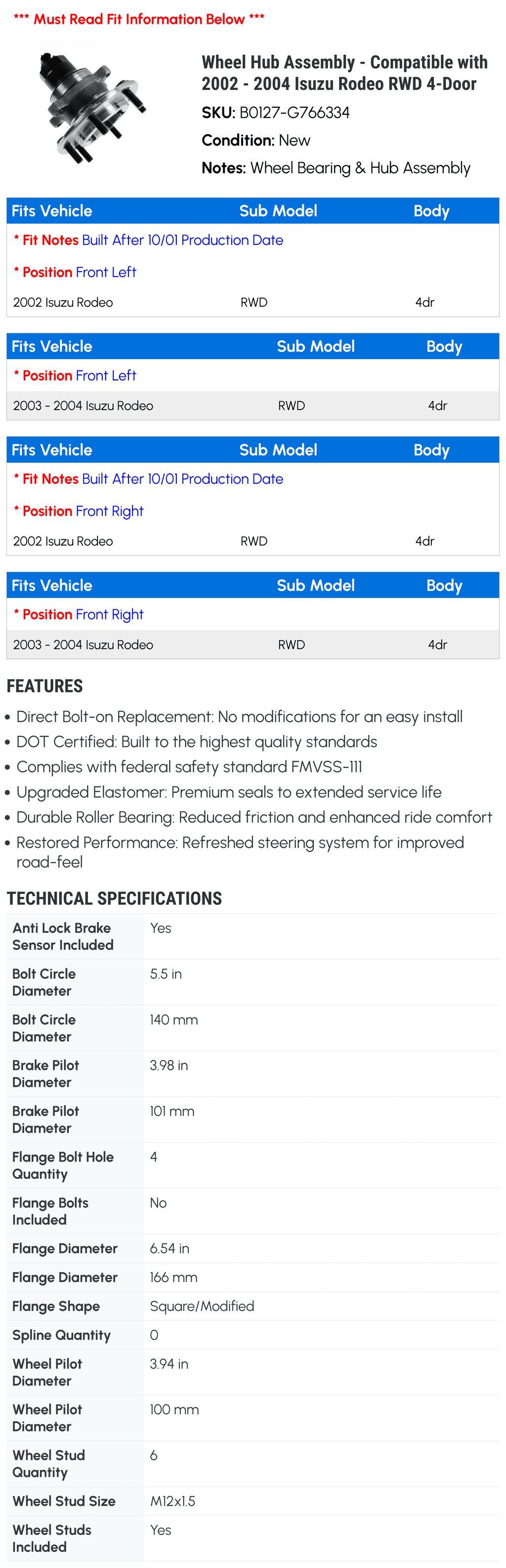 Wheel Hub Assembly J568