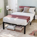 Twin Size Black Metal Bed Frame with Headboard G6069