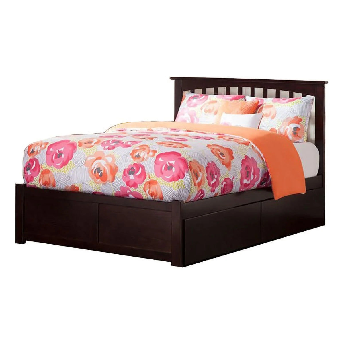 Espresso Solid Wood King Storage Platform Bed J793