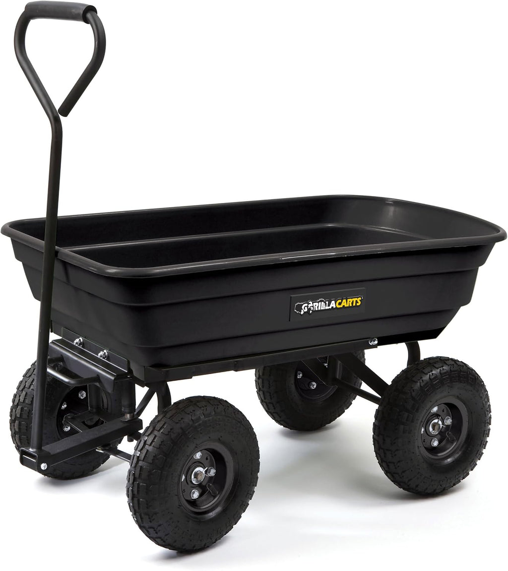 Poly Garden Dump Cart with Steel Frame and 10-Inch Pneumatic Tires P1003