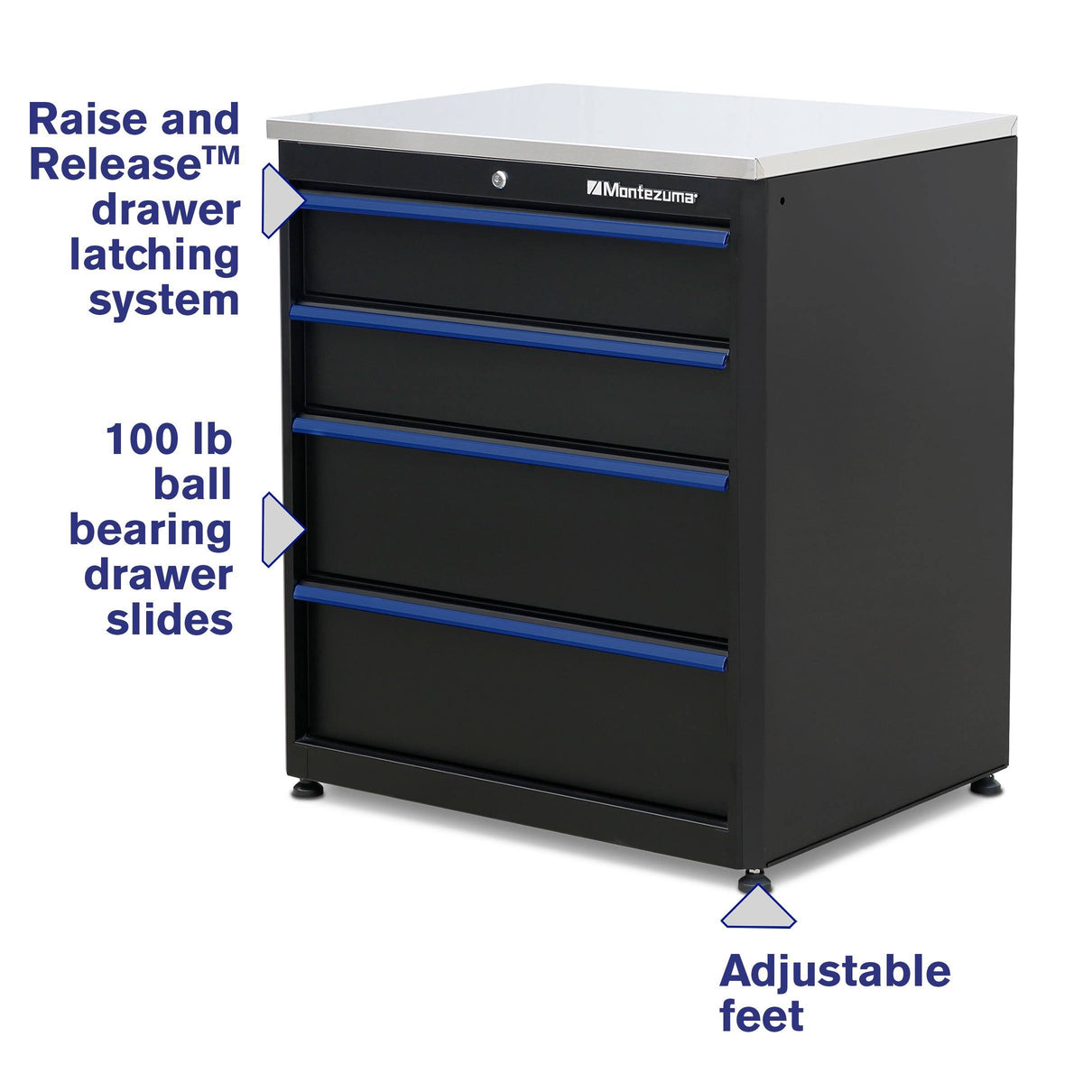 4-Drawer Base Cabinet with Stainless Steel Worktop F48013