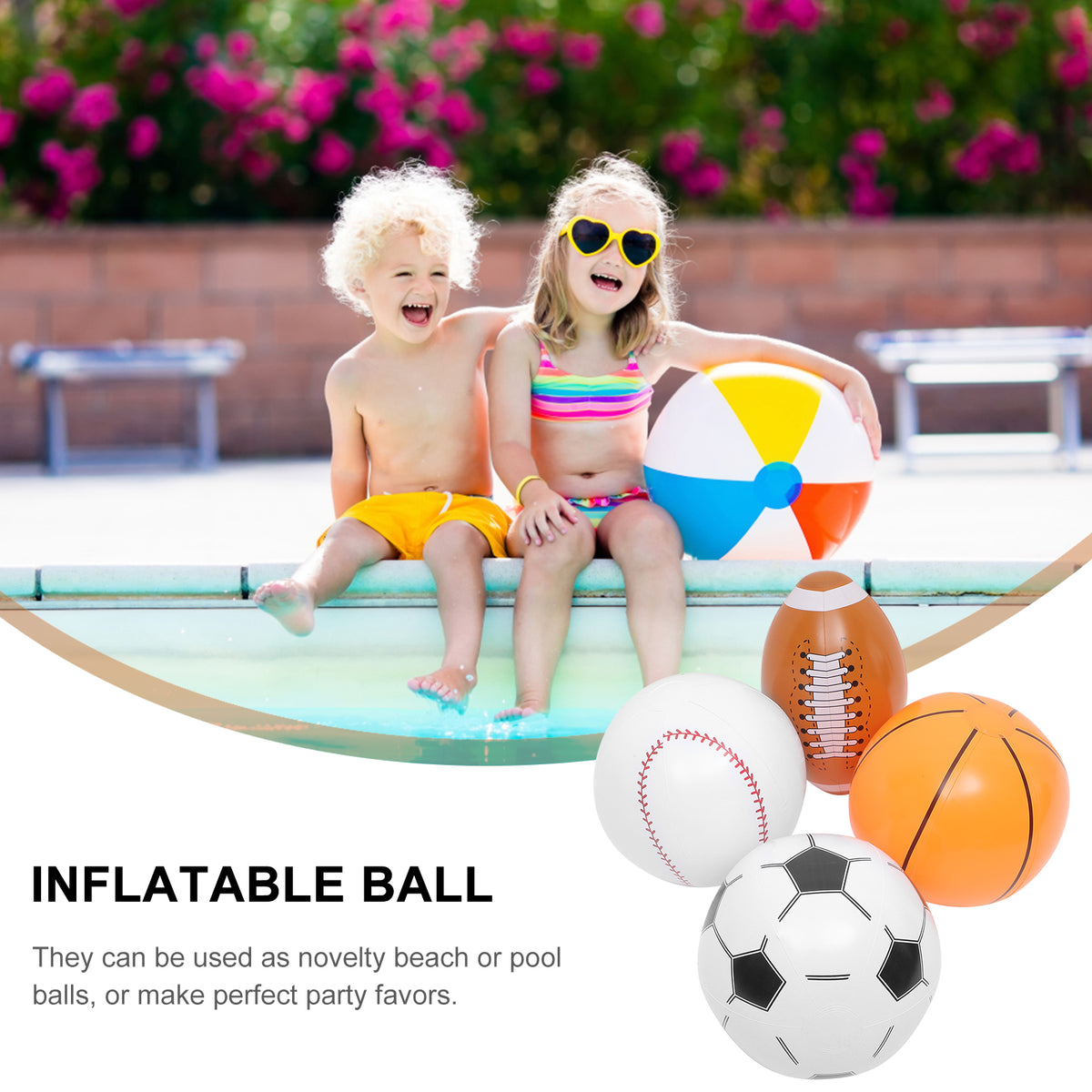 4 Pcs Inflatable Beach Ball Mini Soccer Ball V96850