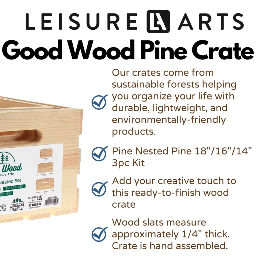 Wooden Crate 3 Piece 14" 16" 18" H4437