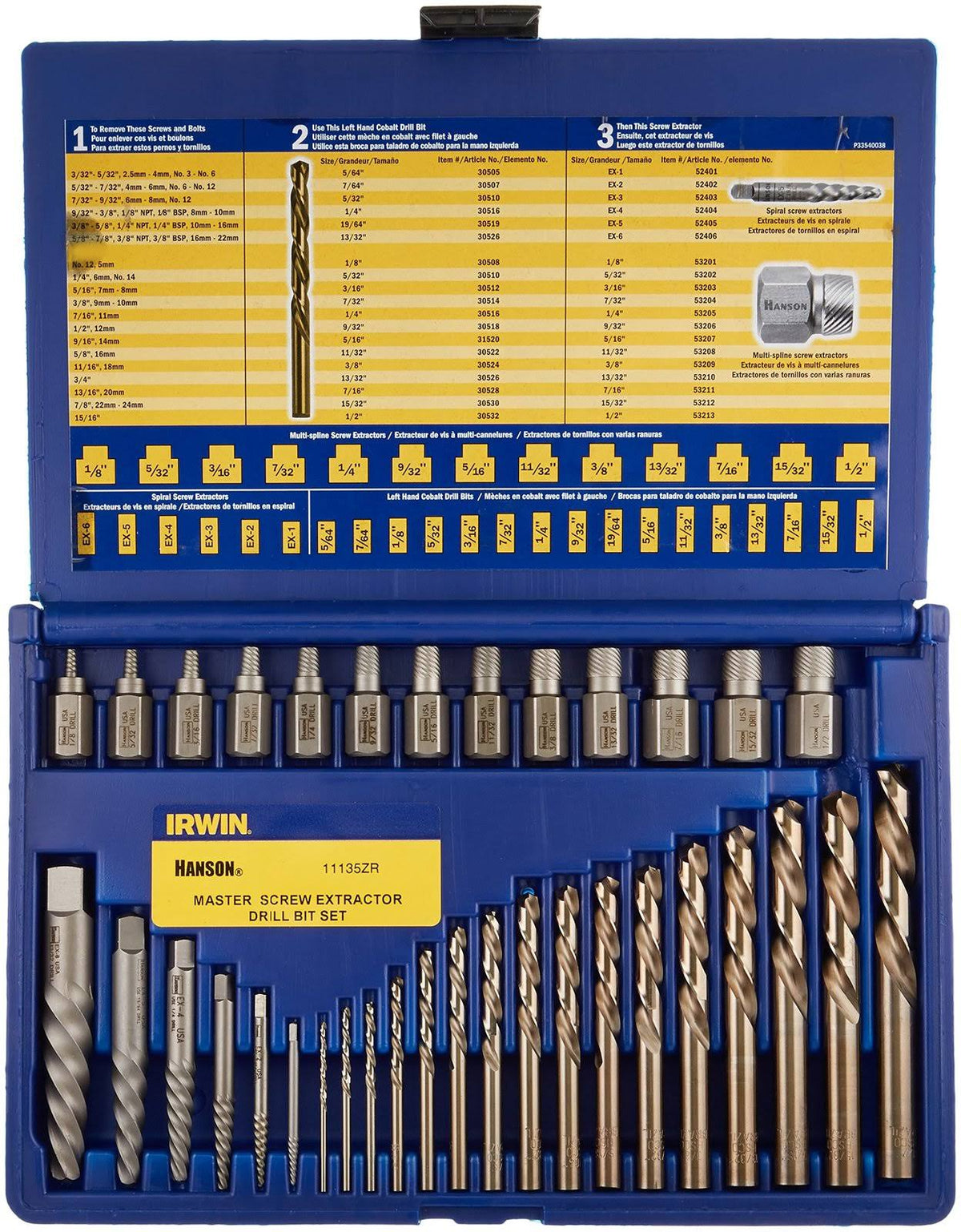 35-Piece Screw Extractor Drill Bit Set Y475178