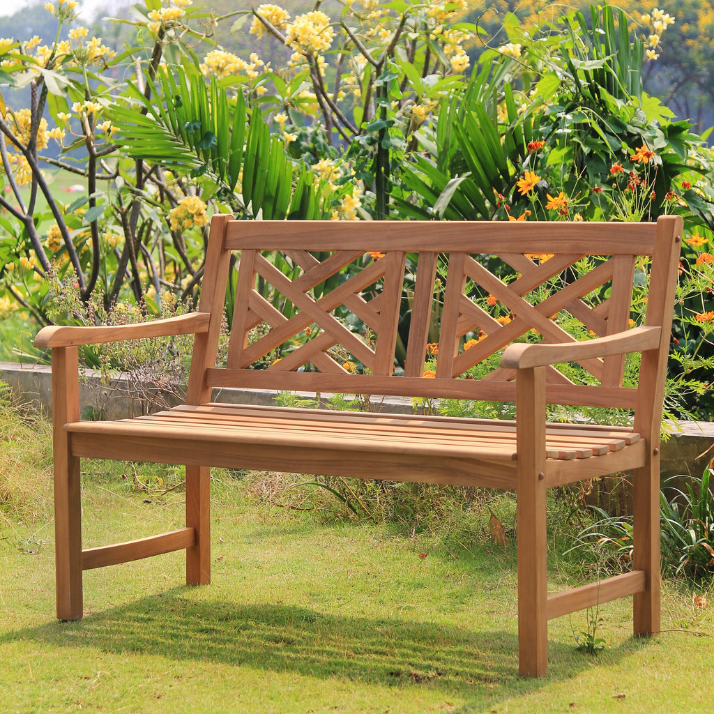 Natural Teak Wood Patio Bench F64902