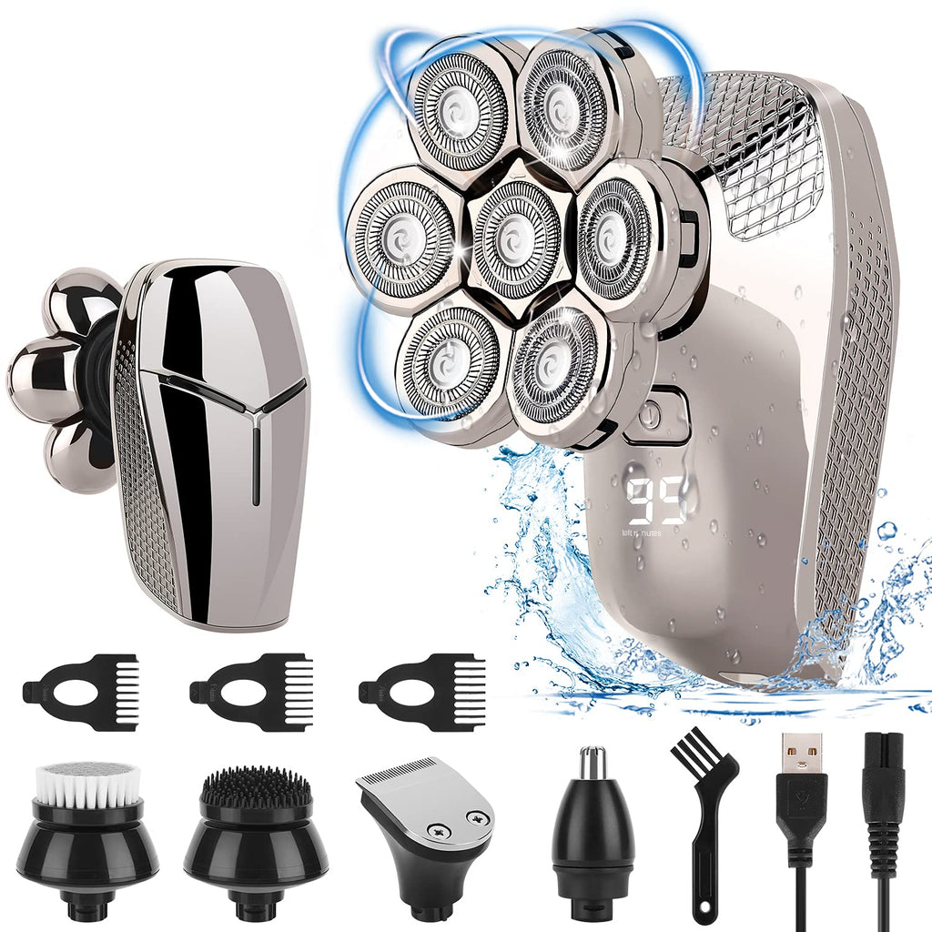 7D Rechargeable Rotary Wet/Dry Shaver, Silver, Pack of 2 V594984