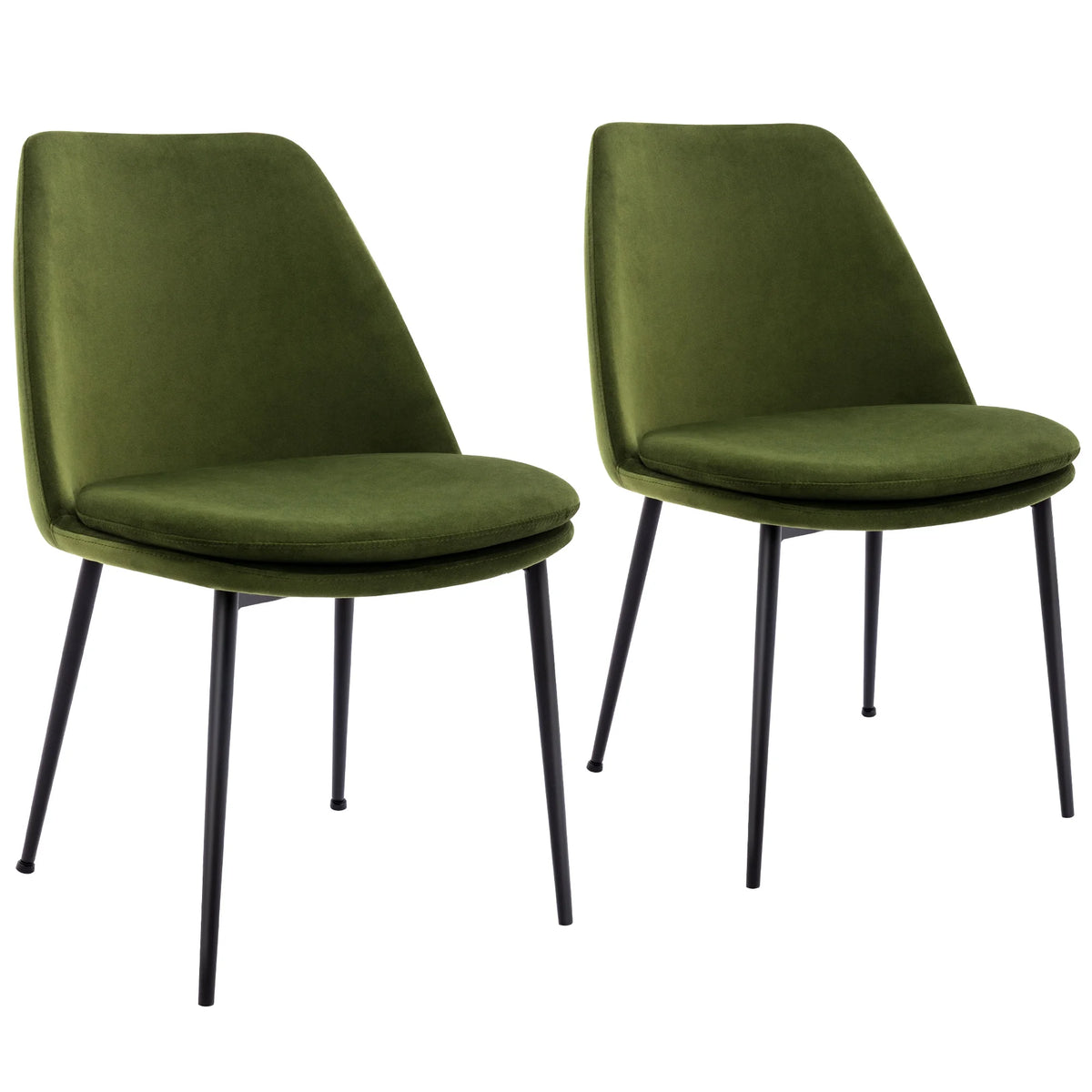 Velvet Upholstered Dining Chair Set of 2 with Black Metal Legs D179