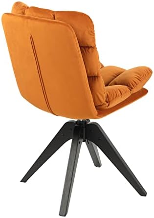 Brown Faux Leather Swivel Armless Desk Chair with Wood Legs F926