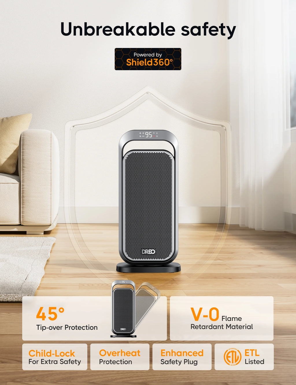 Portable Electric Ceramic Space Heater with Remote F79496