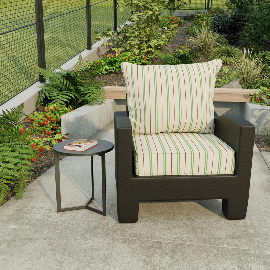 Grey Stripe Rectangular Outdoor Deep Seating Chair Seat and Back Cushion T191