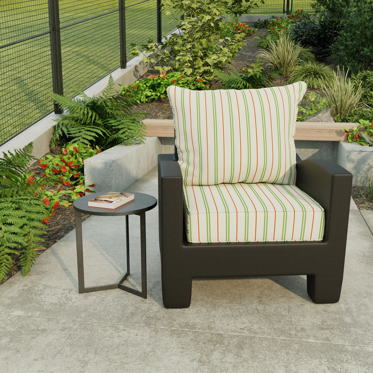 Grey Stripe Rectangular Outdoor Deep Seating Chair Seat and Back Cushion T191