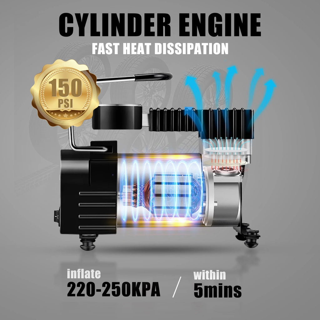 Portable DC 12V Tire Inflator Air Compressor with Mechanical Pressure Gauge D678314