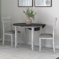 3-Piece Drop Leaf Wood Dining Set with Round Table and 2 Chairs W11561
