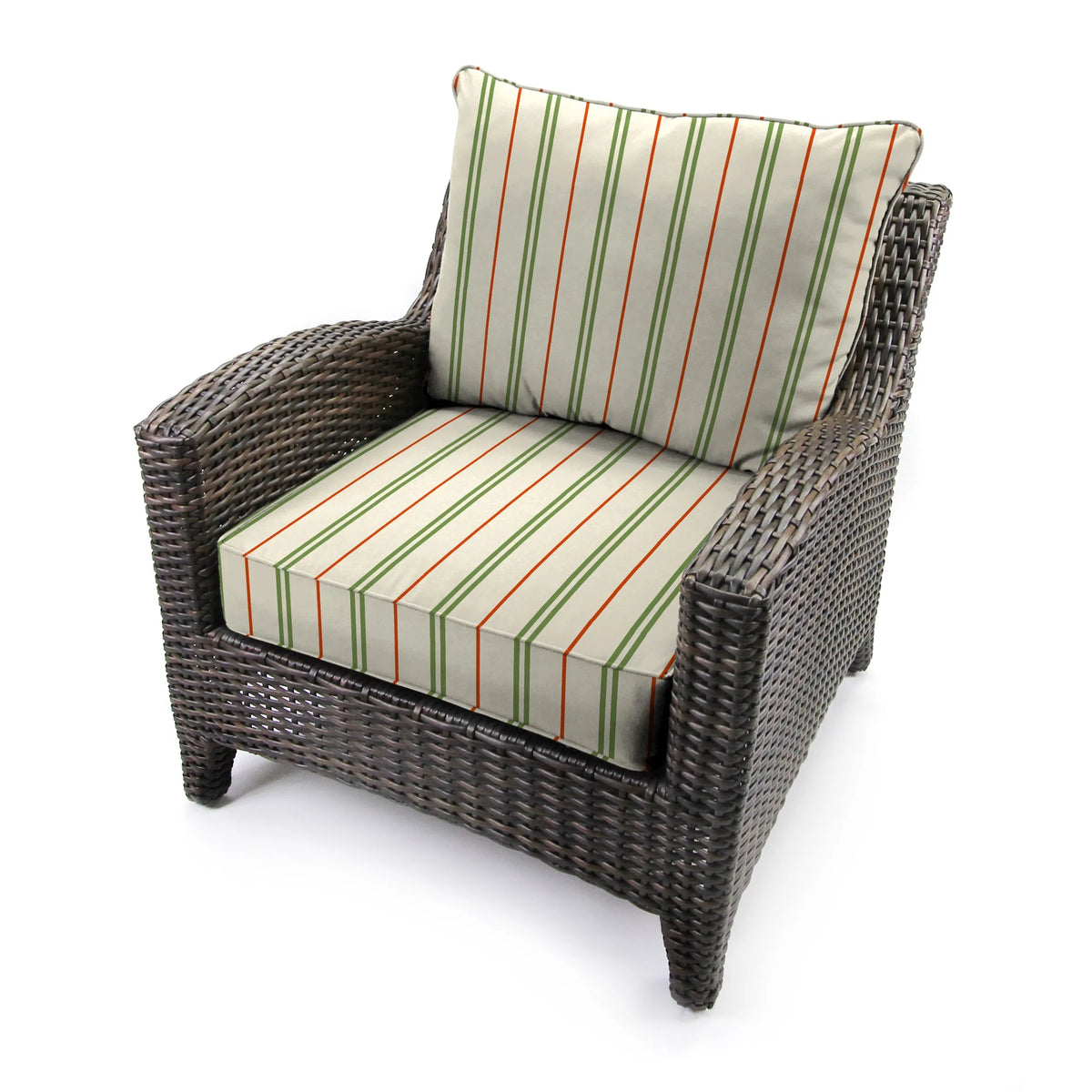 Grey Stripe Rectangular Outdoor Deep Seating Chair Seat and Back Cushion T191