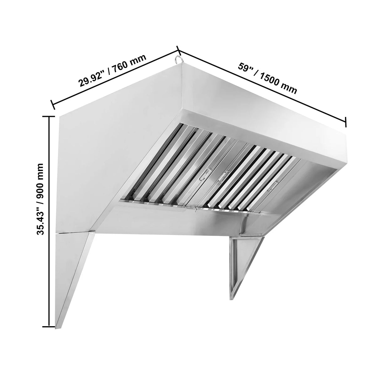 Commercial Exhaust Hood 5ft 201 Stainless Steel L454311