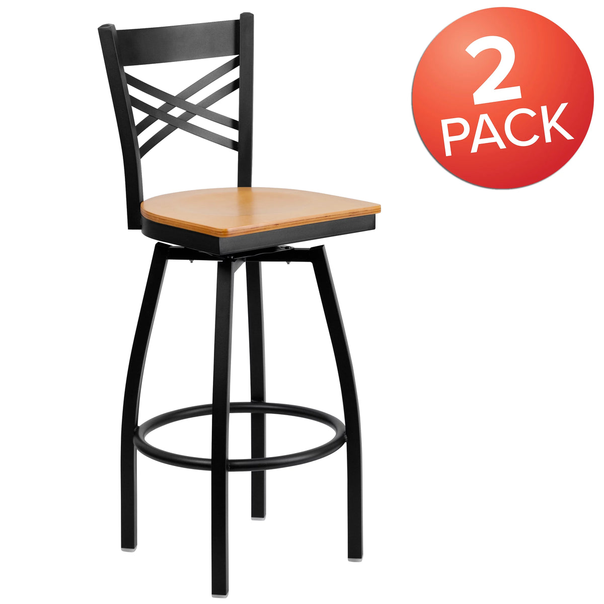 Black Swivel Metal Barstool with Wood Seat A68354