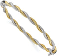 Gold 14K Two-tone Textured Hinged Bangle K91117
