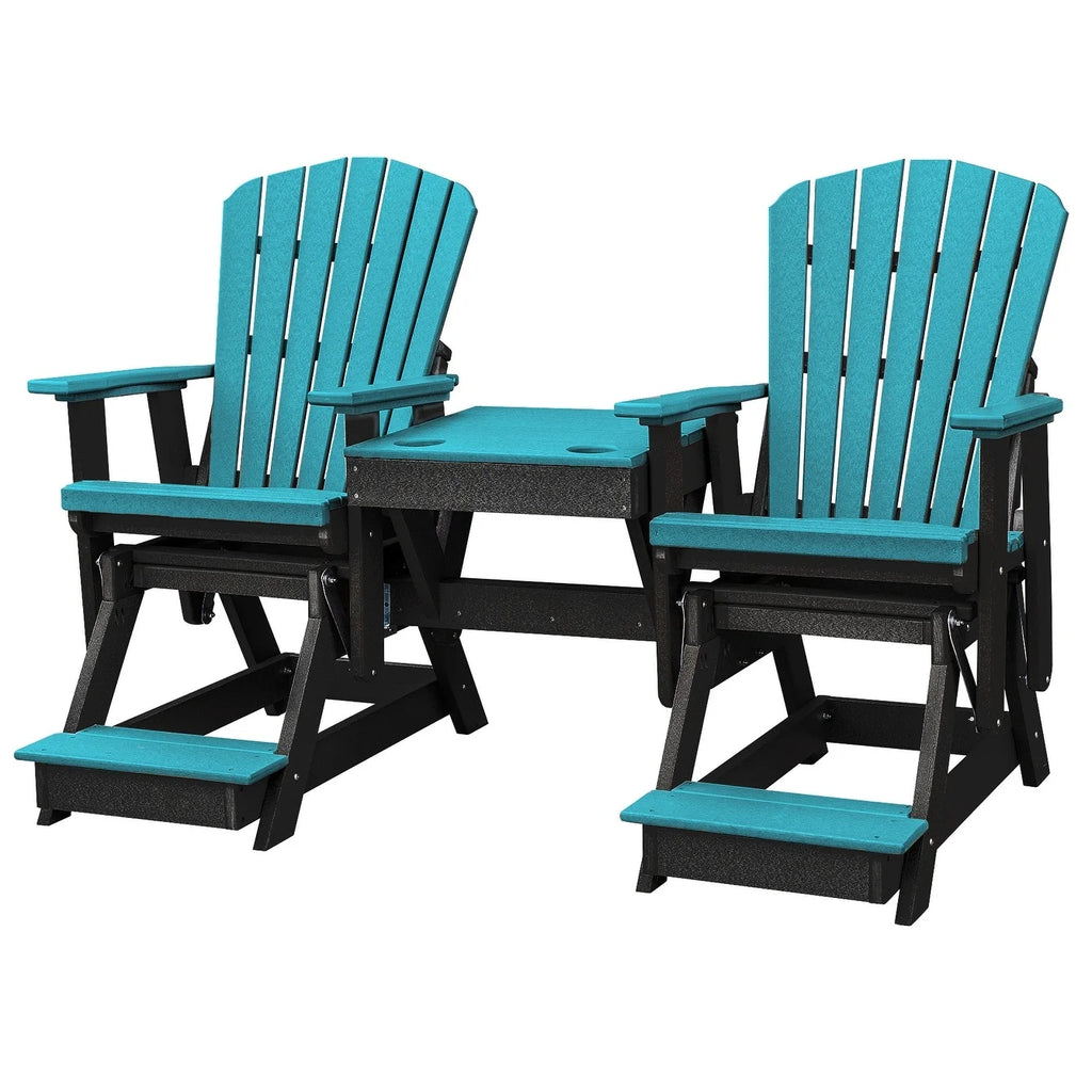 Aruba Blue and Black Glider with Center Table Y47796