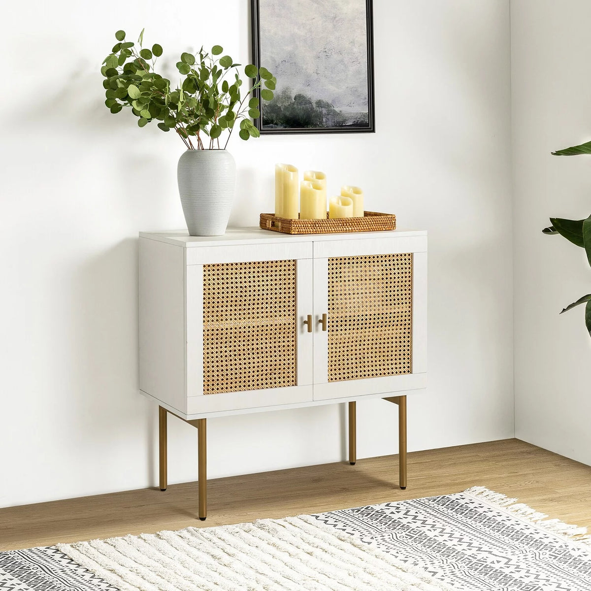 Modern Rattan Storage Cabinet with 2 Doors A258