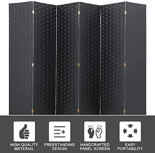 4 Panel 6 Feet Foldable Wood Mesh Room Divider Screen Q398